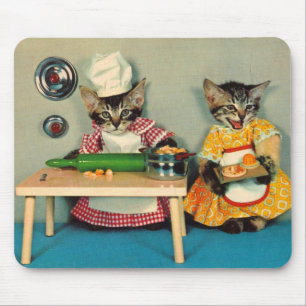 tabby kitten chef. en tabby kitten assistent muismat