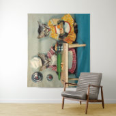 tabby kitten chef. en tabby kitten assistent wandkleed (In situ)