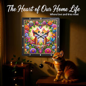 Tabby Kitten Floral Heart Wall Vierkante Klok