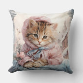 Tabby kitten gekleed in roze kussen (Voorkant)