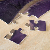 Tabby Kitten in een Paars bed Legpuzzel (Zijkant)
