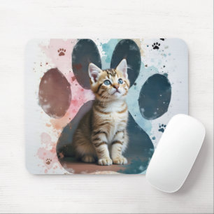 Tabby Kitten in een voetafdruk Muismat