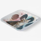 Tabby Kitten in een Waterverf Paw Print Papieren Bordje (Gebogen)