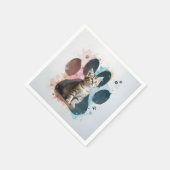 Tabby Kitten in een Waterverf Paw Print Servet (Hoek)