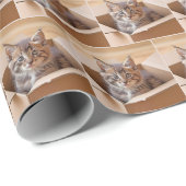 Tabby kitten in kartonnen doos cadeaupapier (Rol Hoek)