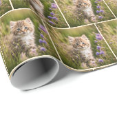 Tabby kitten in wilde bloemen cadeaupapier (Rol Hoek)