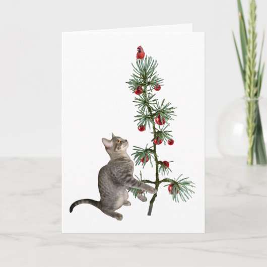 Tabby Kitten Kaart kerstboom (Voorkant)
