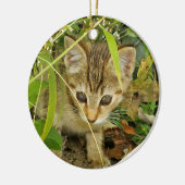 Tabby kitten keramisch ornament (Links)