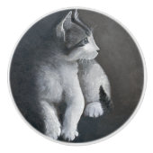 Tabby Kitten Keramische Knop (Voorkant)