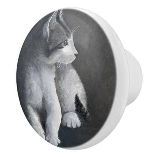 Tabby Kitten Keramische Knop (Rechts)