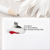 Tabby kitten Kerstmis Etiket (Insitu)