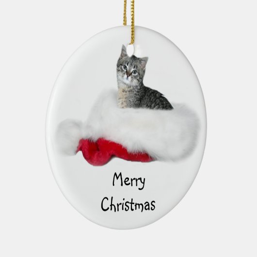 Tabby kitten Kerstmis Keramisch Ornament (Rechts)