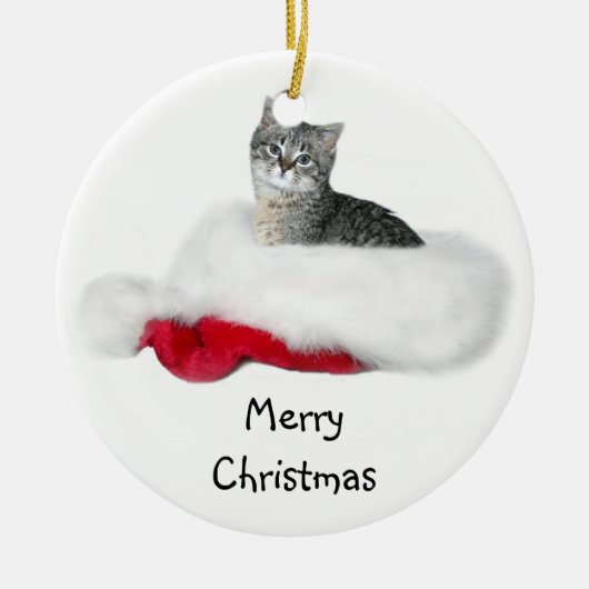 Tabby kitten Kerstmis Keramisch Ornament (Voorkant)