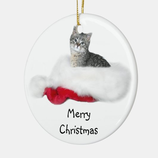Tabby kitten Kerstmis Keramisch Ornament (Links)