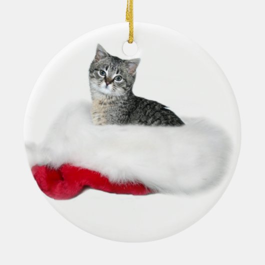 Tabby kitten Kerstmis Keramisch Ornament (Achterkant)