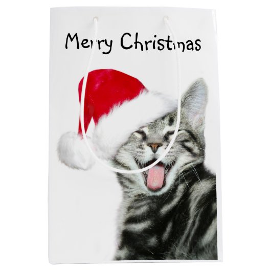 Tabby kitten Kerstmis Medium Cadeauzakje (Voorkant)
