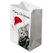 Tabby kitten Kerstmis Medium Cadeauzakje (Achterkant Gekanteld)