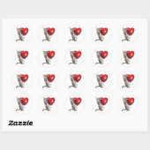 Tabby Kitten met Big Red Heart Sticker (Vel)