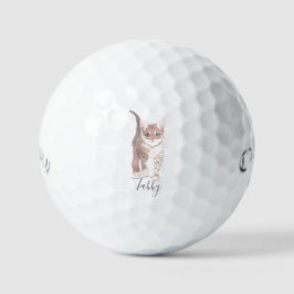 Tabby Kitten met tekstblokken Golfballen
