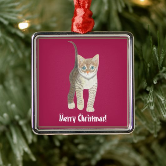 Tabby Kitten Metalen Ornament (Boom)