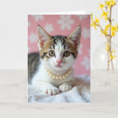 Tabby Kitten Mothers Day Card Kaart (Gele Bloem)
