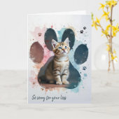 Tabby Kitten Pet Sympathie Kaart (Gele Bloem)