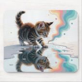 Tabby kitten reflectie in een plas muismat (Voorkant)