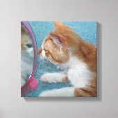 tabby kitten reflectie in spiegel canvas afdruk (Voorkant)