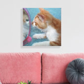 tabby kitten reflectie in spiegel canvas afdruk (Insitu (Woonkamer))