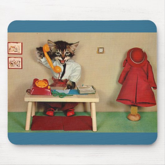tabby kitten secretaris RPPC Muismat (Voorkant)