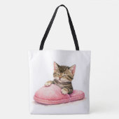 Tabby Kitten Sleeping in a Pink Slipper Tote Bag (Voorkant)