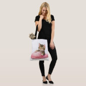 Tabby Kitten Sleeping in a Pink Slipper Tote Bag (Op model)