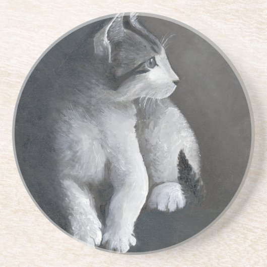 Tabby Kitten Zandsteen Onderzetter (Voorkant)
