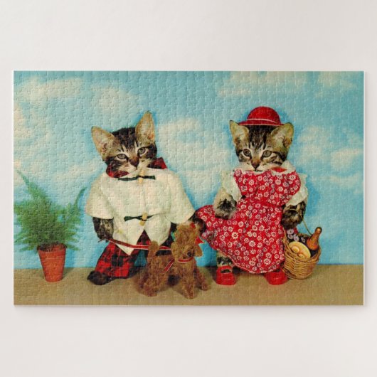 tabby kittens picknick legpuzzel (Horizontaal)