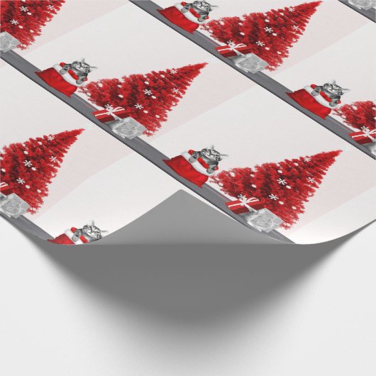 Tabby Kitty Cat Kerstmis Cadeaupapier (Hoek)