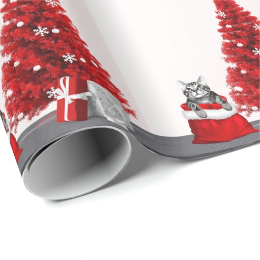 Tabby Kitty Cat Kerstmis Cadeaupapier (Rol Hoek)