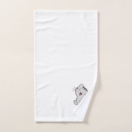 Tabby Kitty Cat & Name Text op White Bad Handdoek (Handdoek)