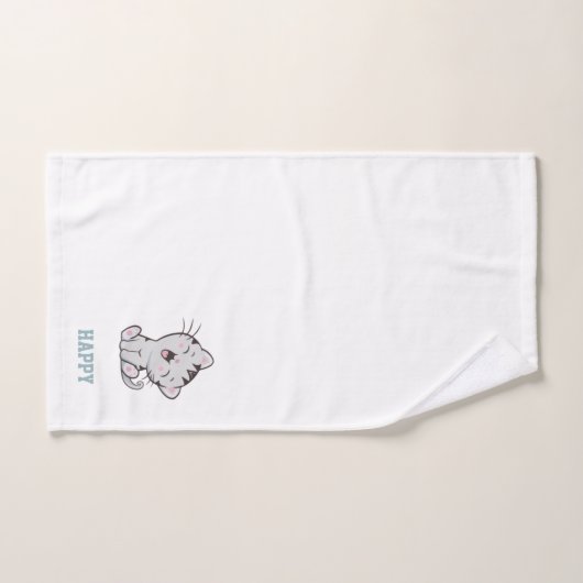 Tabby Kitty Cat & Name Text op White Bad Handdoek (Handdoek)