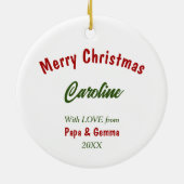 Tabby Kitty kat in kerstverlichting voor kleinkind Keramisch Ornament (Achterkant)