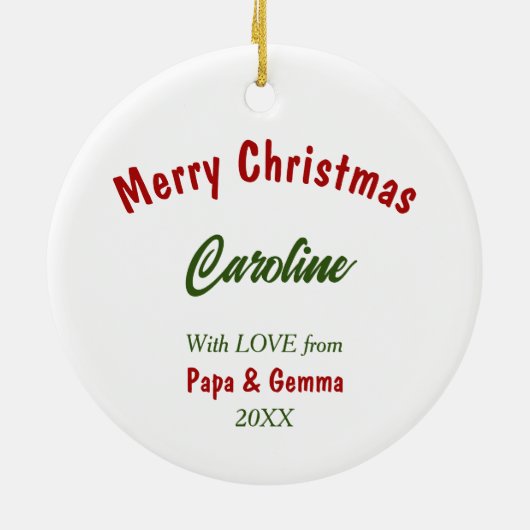 Tabby Kitty kat in kerstverlichting voor kleinkind Keramisch Ornament (Achterkant)