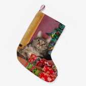Tabby kitty met kerstmis kleine kerstsok (Voorkant (Hangend))