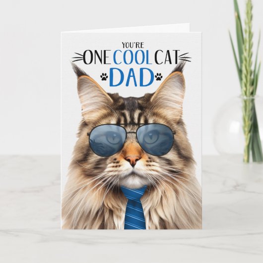 Tabby Maine Coon Cat Vaderdag One Cool Cat Feestdagen Kaart (Voorkant)