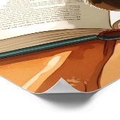 Tabby op een boek - Waterverf Cat Lover Scene Poster (Hoek)