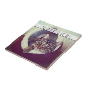 Tabby opnieuw plaatsen in Hut Close-up-foto Aangep Tegeltje (Zijkant)