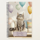 Tabby Party Kat On Gedateerd Agenda Dagboek (Voorkant)