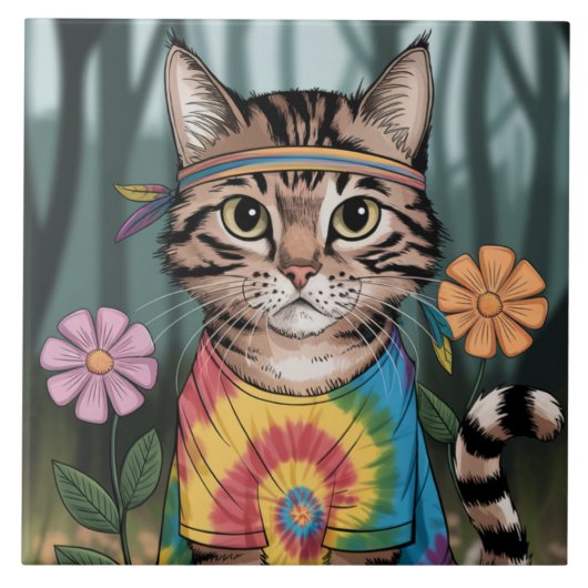Tabby Peace Cat Decoratieve Tegel Tegeltje (Voorkant)