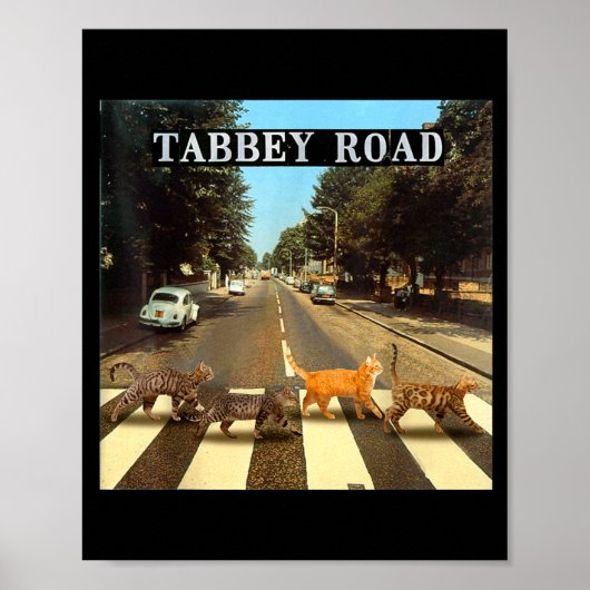 Tabby Road Coole Tabbykatten Oversteek Poster (Voorkant)
