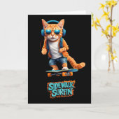 Tabby Skateboarder Kaart (Gele Bloem)