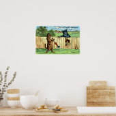 Tabby Startt door Donkere kat met Fowl Gift Poster (Keuken)