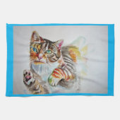 Tabby tabbies Cute Cat cats waterverf Tea Towel Theedoek (Horizontaal)